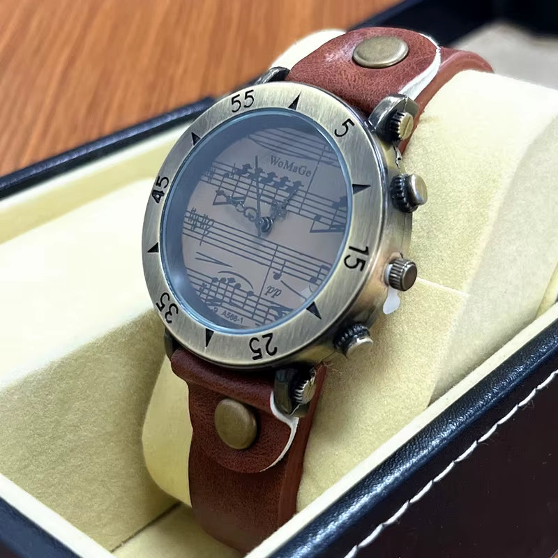 Womage Brand Women Watches Music Style Fashion Women'S Watches Leather Ladies Watch Clock Bayan Kol Saati Mujer Relogio Feminino