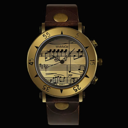 Womage Brand Women Watches Music Style Fashion Women'S Watches Leather Ladies Watch Clock Bayan Kol Saati Mujer Relogio Feminino