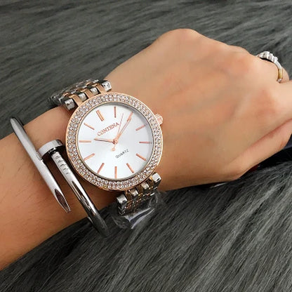 CONTENA Fashion Luxury Silver Watch Women Watches Rhinestone Women'S Watches Ladies Watch Stainless Steel Clock Reloj Mujer