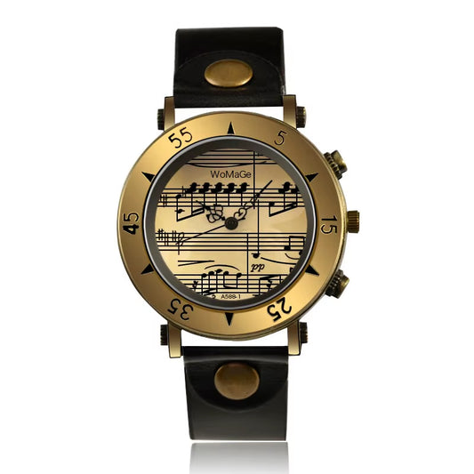Womage Brand Women Watches Music Style Fashion Women'S Watches Leather Ladies Watch Clock Bayan Kol Saati Mujer Relogio Feminino