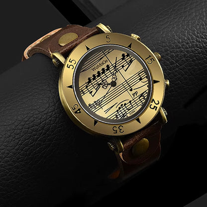 Womage Brand Women Watches Music Style Fashion Women'S Watches Leather Ladies Watch Clock Bayan Kol Saati Mujer Relogio Feminino