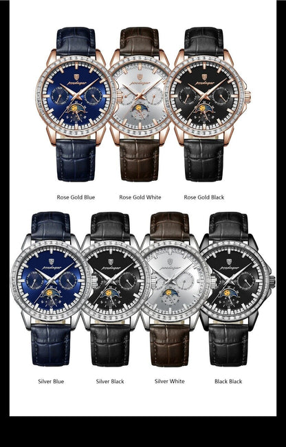 Men Luxury Sport Watch Waterproof Quartz Leather Date Week Display Watch Gift