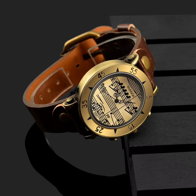 Womage Brand Women Watches Music Style Fashion Women'S Watches Leather Ladies Watch Clock Bayan Kol Saati Mujer Relogio Feminino