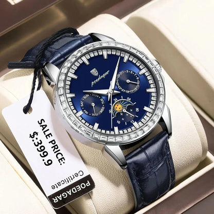 Men Luxury Sport Watch Waterproof Quartz Leather Date Week Display Watch Gift