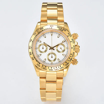 39MM Luxury Watches Gold Watches Sapphire Glass Waterproof Watches VK63 Movement Watches Support Customized Logo