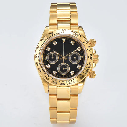 39MM Luxury Watches Gold Watches Sapphire Glass Waterproof Watches VK63 Movement Watches Support Customized Logo