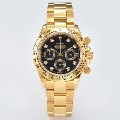 39MM Luxury Watches Gold Watches Sapphire Glass Waterproof Watches VK63 Movement Watches Support Customized Logo