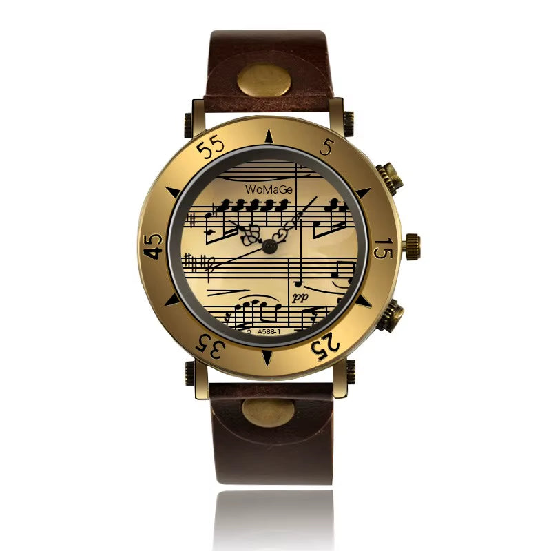 Womage Brand Women Watches Music Style Fashion Women'S Watches Leather Ladies Watch Clock Bayan Kol Saati Mujer Relogio Feminino