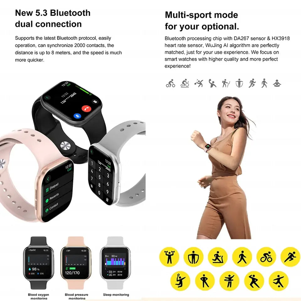 New 2025 Smart Watch 10 – GPS, NFC, HD AMOLED, Bluetooth Calls, Waterproof Fitness Watch for Men & Women