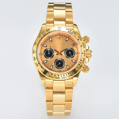 39MM Luxury Watches Gold Watches Sapphire Glass Waterproof Watches VK63 Movement Watches Support Customized Logo