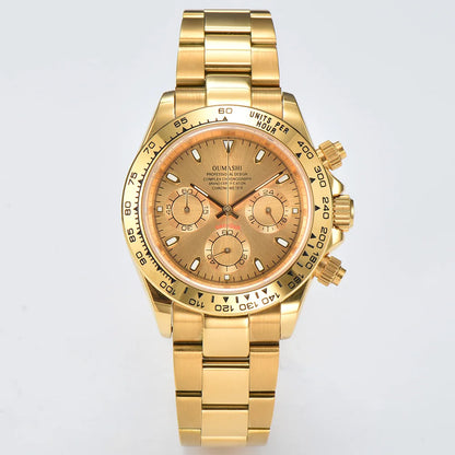 39MM Luxury Watches Gold Watches Sapphire Glass Waterproof Watches VK63 Movement Watches Support Customized Logo
