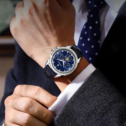 Men Luxury Sport Watch Waterproof Quartz Leather Date Week Display Watch Gift
