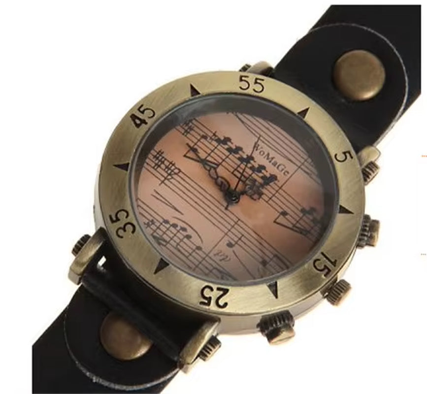 Womage Brand Women Watches Music Style Fashion Women'S Watches Leather Ladies Watch Clock Bayan Kol Saati Mujer Relogio Feminino